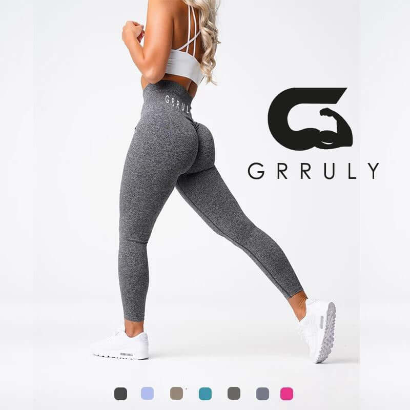  GANDUS Women's Seamless Sports Leggings, Butt Lifting Leggings,  High Waist Fitness Yoga Pants, Suitable for Running Sports L/XL Black-Grey  : Clothing, Shoes & Jewelry